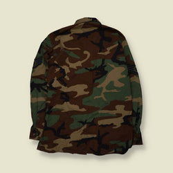 1980s–1990s | U.S. Air Force | Woodland Camouflage BDU Combat Shirt - M