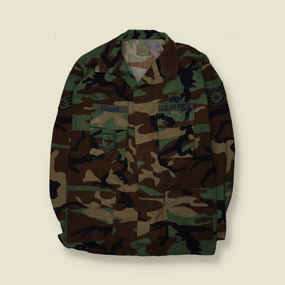 1980s–1990s | U.S. Air Force | Woodland Camouflage BDU Combat Shirt - 4XL