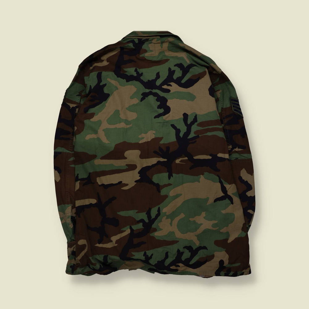 1980s–1990s | U.S. Air Force | Woodland Camouflage BDU Combat Shirt - 4XL
