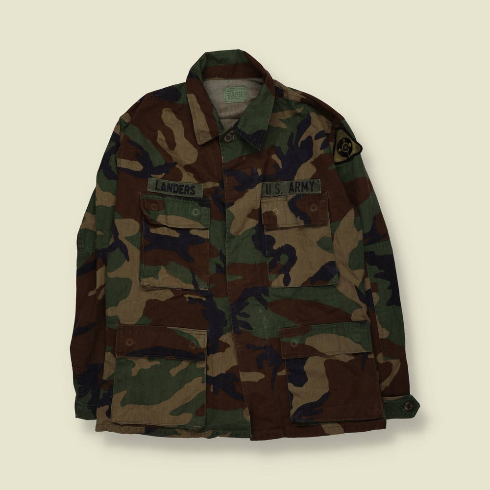 Early 1980s | U.S. Army | Woodland Camouflage BDU Combat Shirt - S