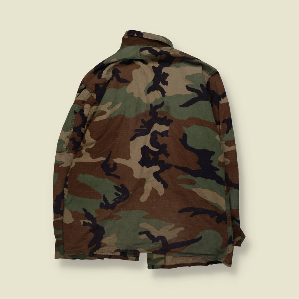1980s–1990s | U.S. Army | Woodland Camouflage BDU Combat Shirt - XL