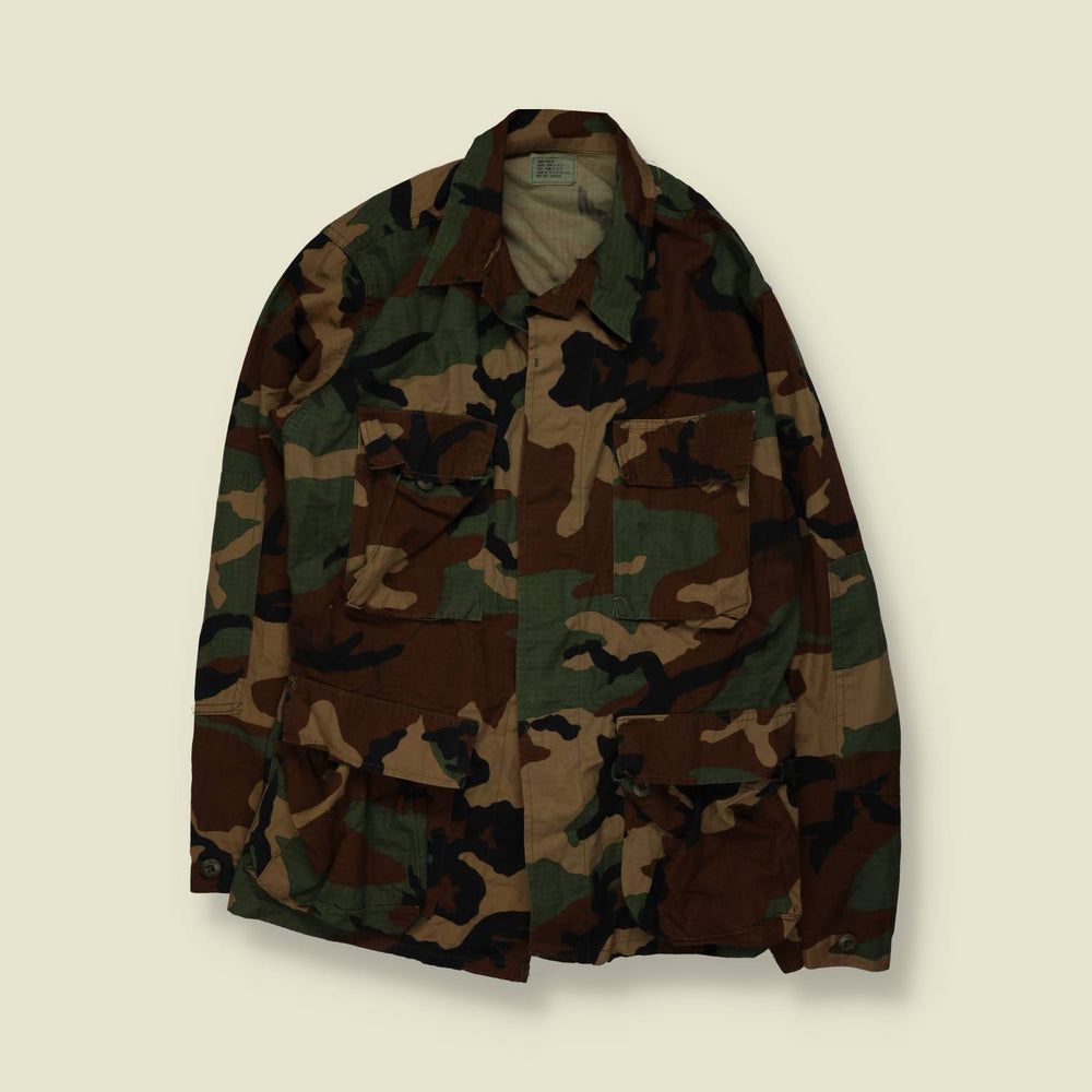 1980s–1990s | Woodland Camouflage BDU Combat Shirt - S