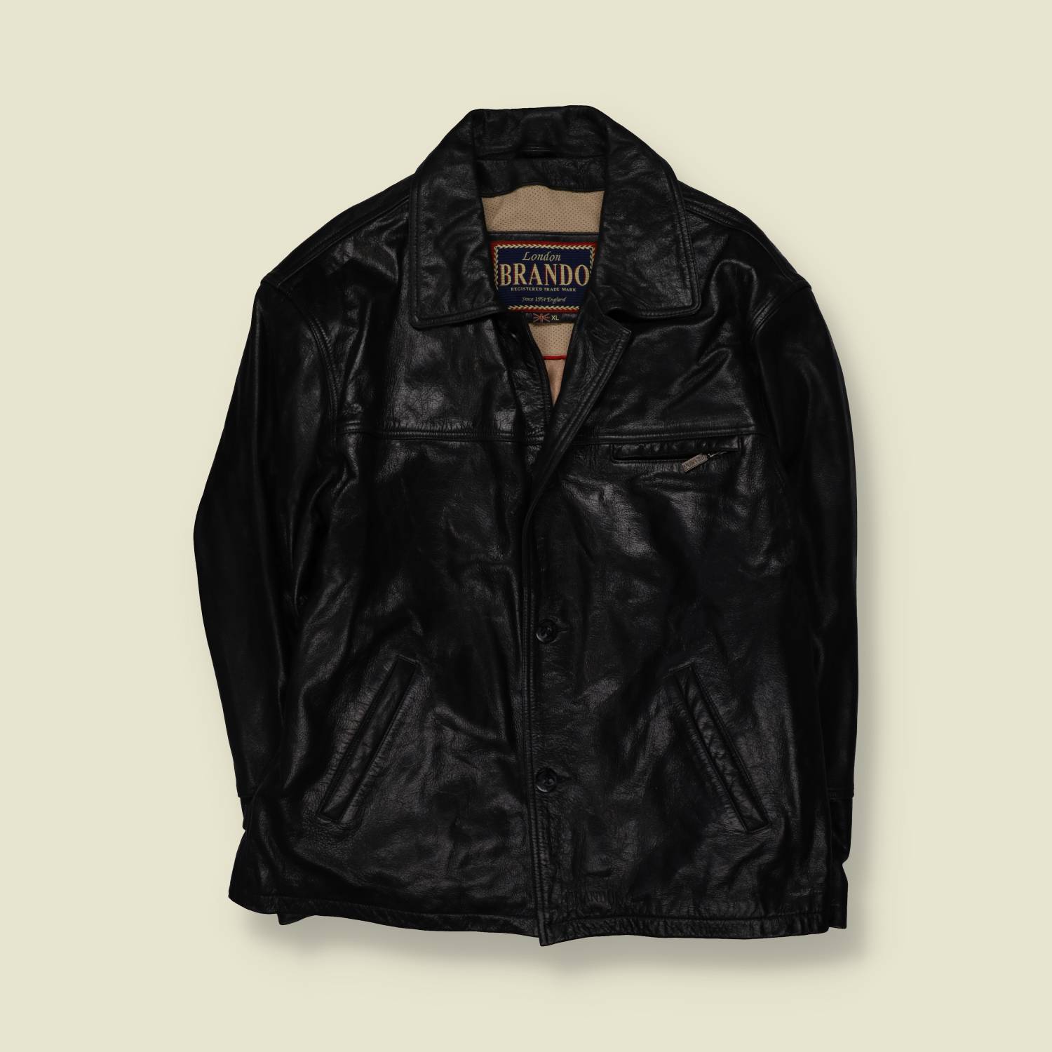 1990s | London Brando | Made In England | Heavy Leather Jacket - XL