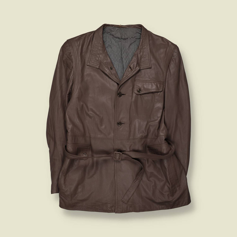 1980s | Belted Leather Jacket - M