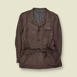 1980s | Belted Leather Jacket - M