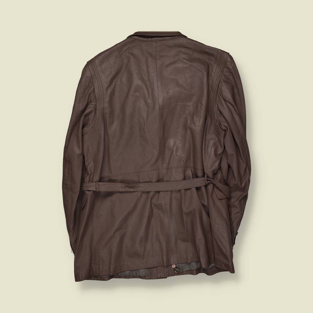 1980s | Belted Leather Jacket - M