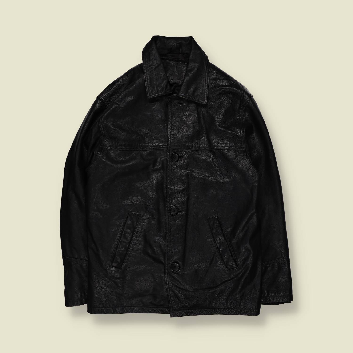 1990s | Heavy Leather Jacket - S