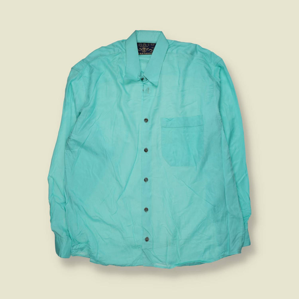 1980s | Deadstock Long Sleeve Shirt | Turquoise - XL