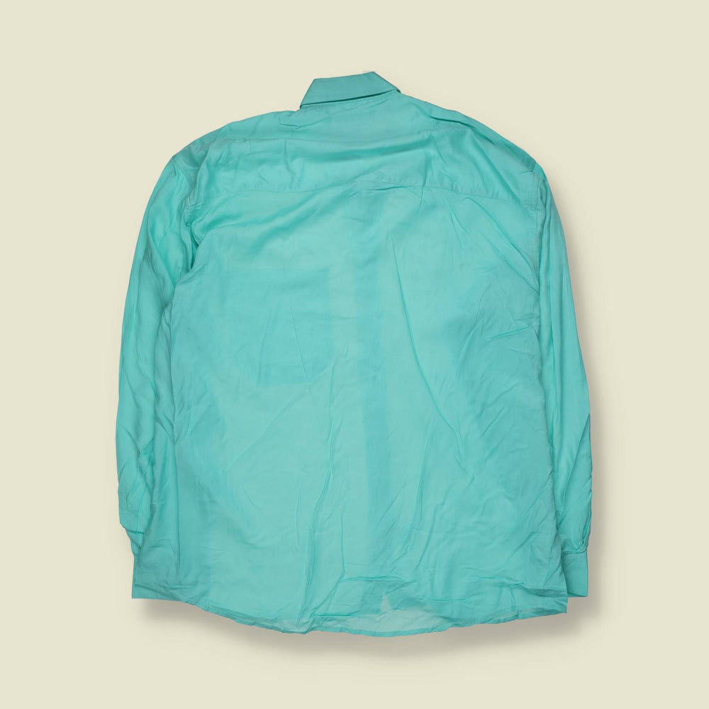 1980s | Deadstock Long Sleeve Shirt | Turquoise - XL