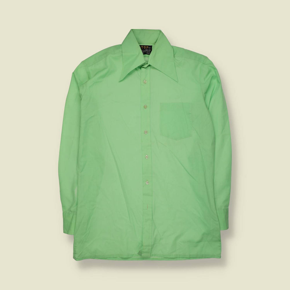 1970s | Top | Long Sleeve Shirt | Green - XL