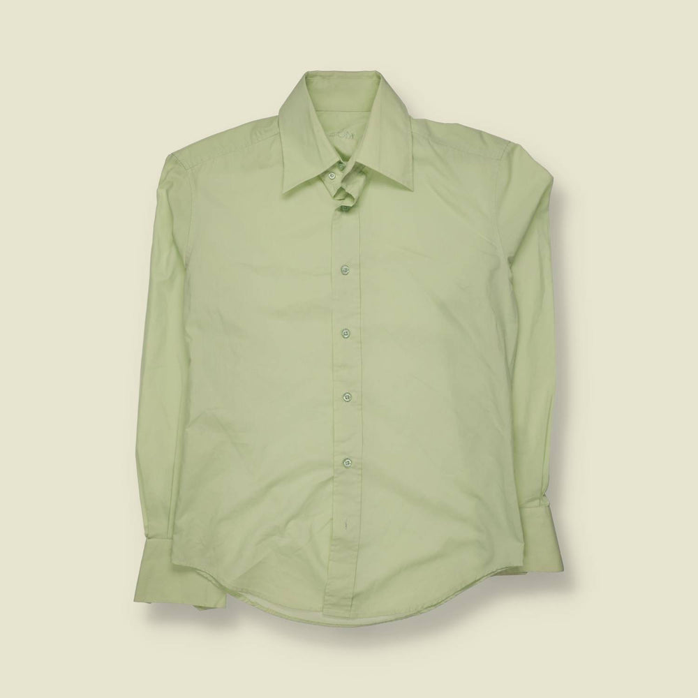 1990s | Dom | 70s Style Long Sleeve Shirt | Pale Green - M
