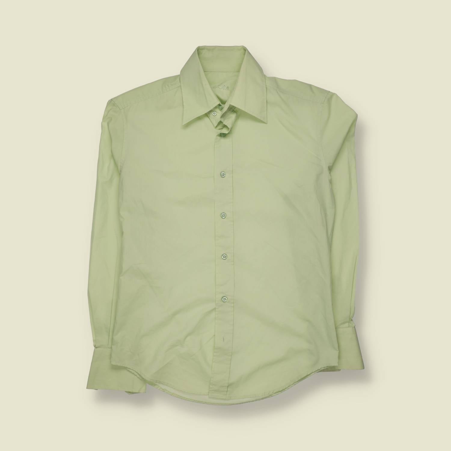 1990s | Dom | 70s Style Long Sleeve Shirt | Pale Green - M