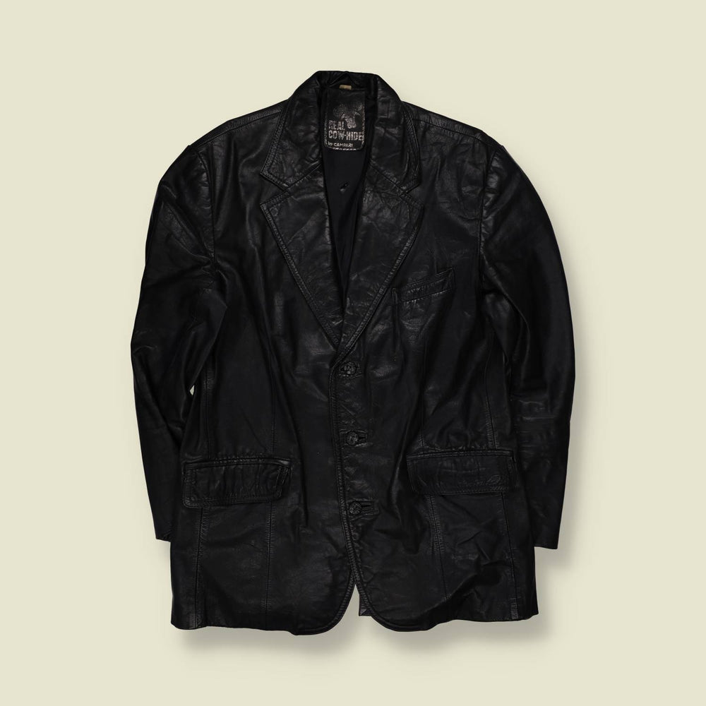 1980s | Real Cowhide By Campari | Leather Blazer | Black - S