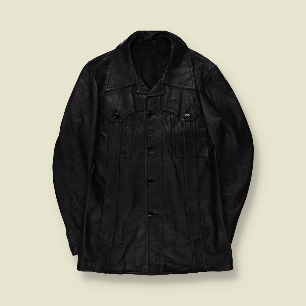 1970s | Soft Leather Jacket | Black - XS