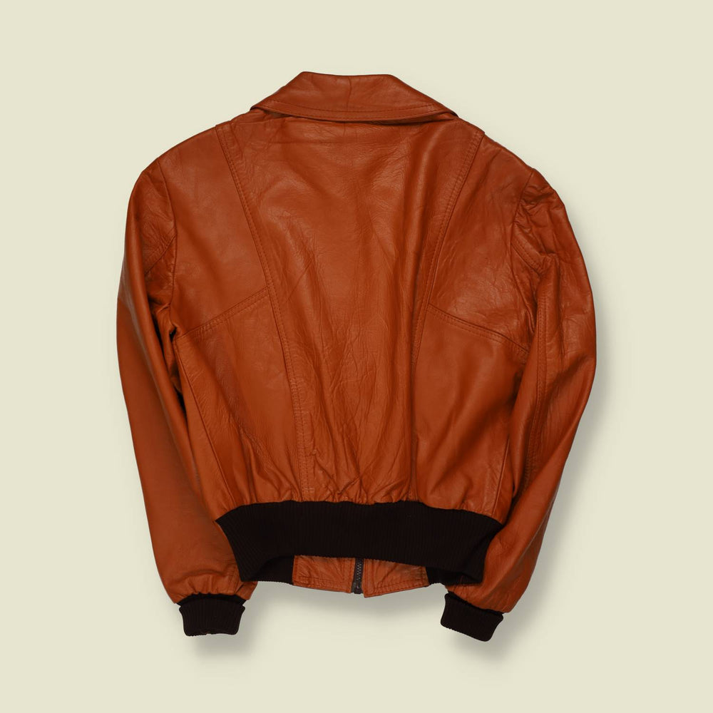 1970s | Leather Bomber Jacket | Brown - S