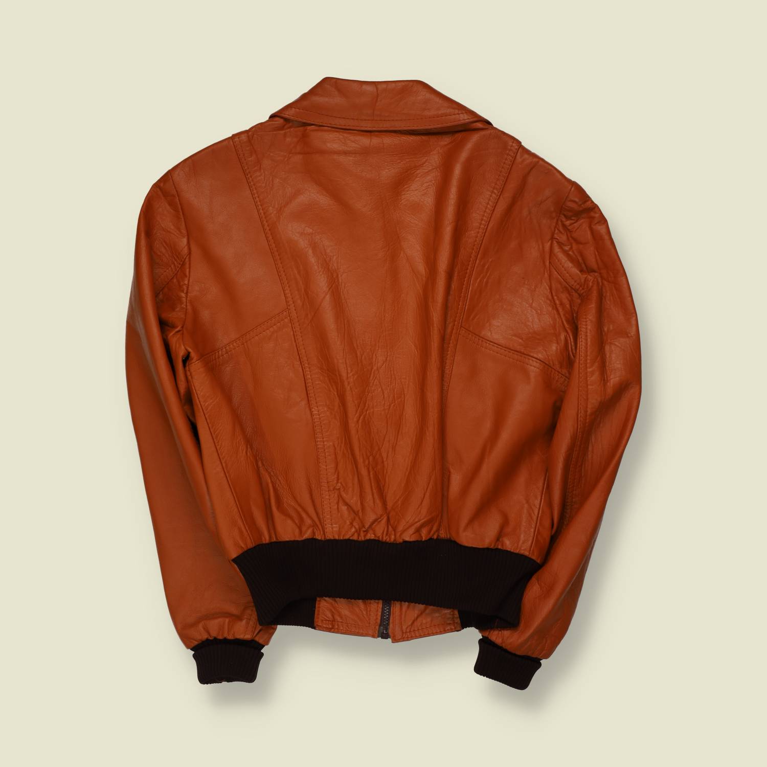 1970s | Leather Bomber Jacket | Brown - S