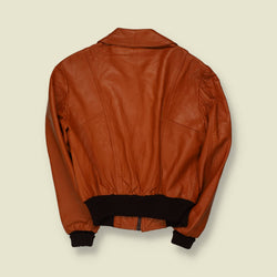 1970s | Leather Bomber Jacket | Brown - S
