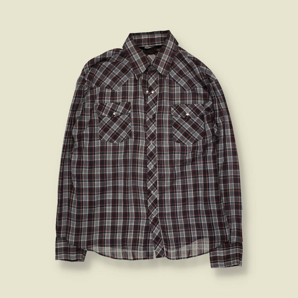 1970s | Van Court | Western Shirt | Plaid - L