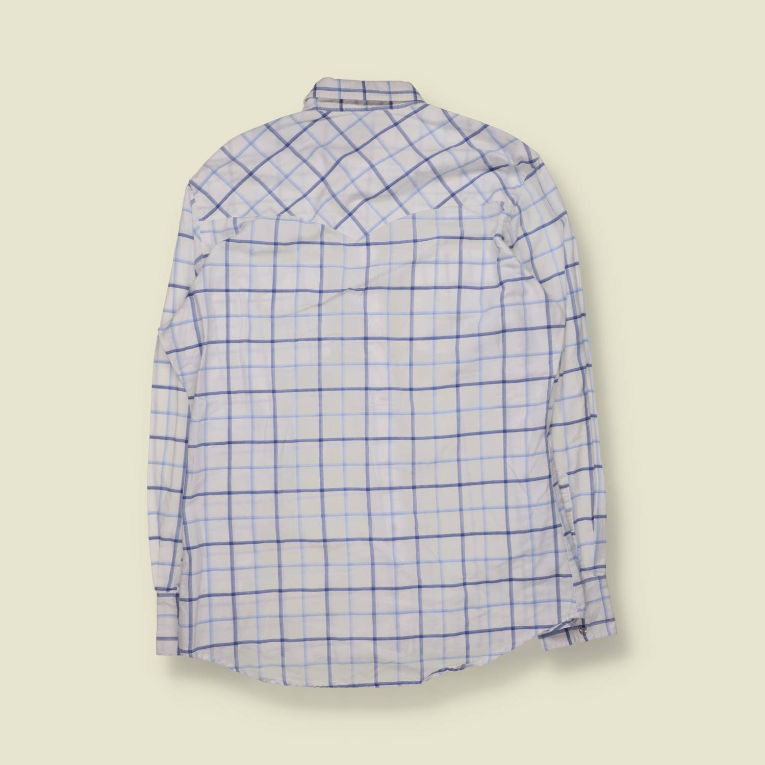 1980s | Ely | Western Shirt | White And Blue Check - L