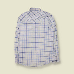 1980s | Ely | Western Shirt | White And Blue Check - L
