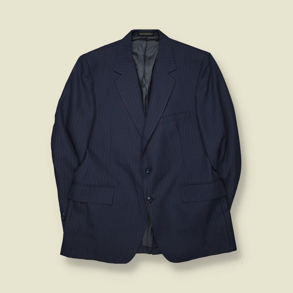 1980s | Diplomat | Pinstripe Blazer | Dark Blue - L