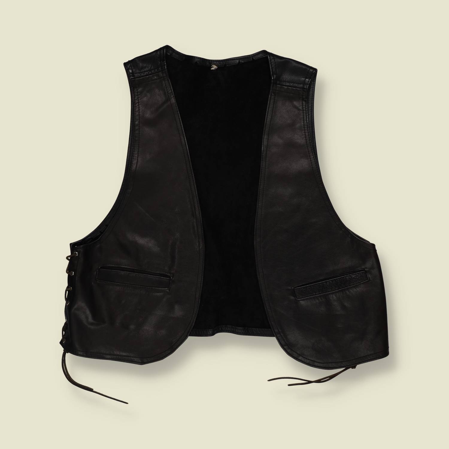 1980s | Leather Gilet | Black – L