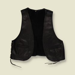 1980s | Leather Gilet | Black – L