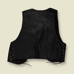 1980s | Leather Gilet | Black – L