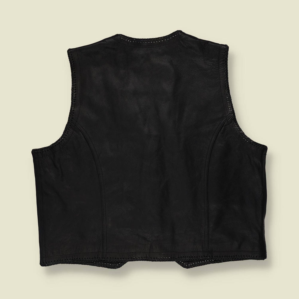 2000s | MDM | Leather Gilet | Black - XL