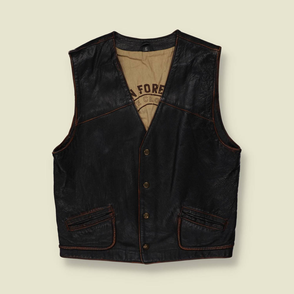1980s | Jean Forester | Leather Gilet | Black - XL