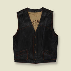 1980s | Jean Forester | Leather Gilet | Black - XL