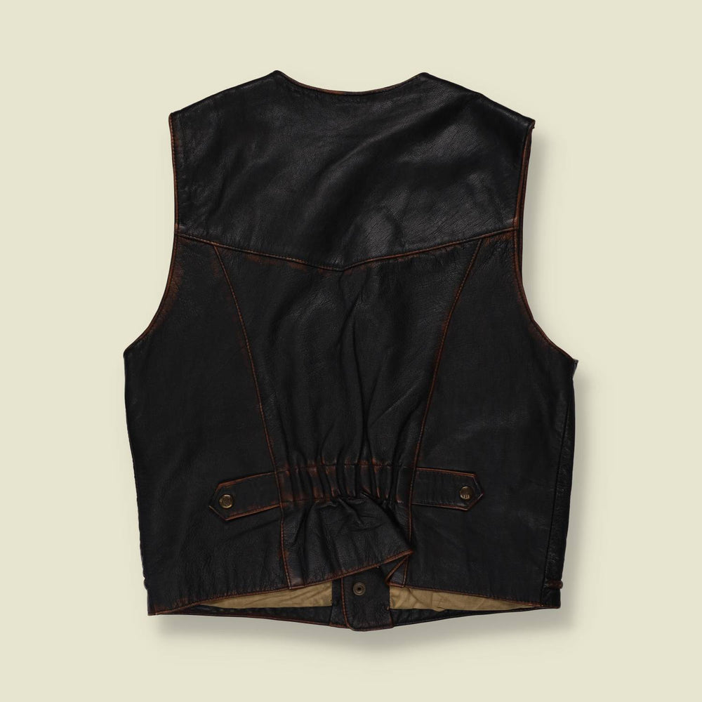 1980s | Jean Forester | Leather Gilet | Black - XL
