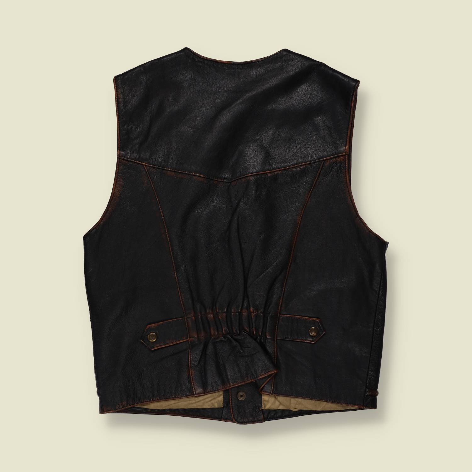 1980s | Jean Forester | Leather Gilet | Black - XL