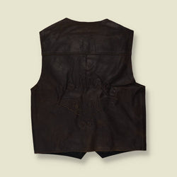 1980s | Western Style Suede Leather Gilet | Brown - M
