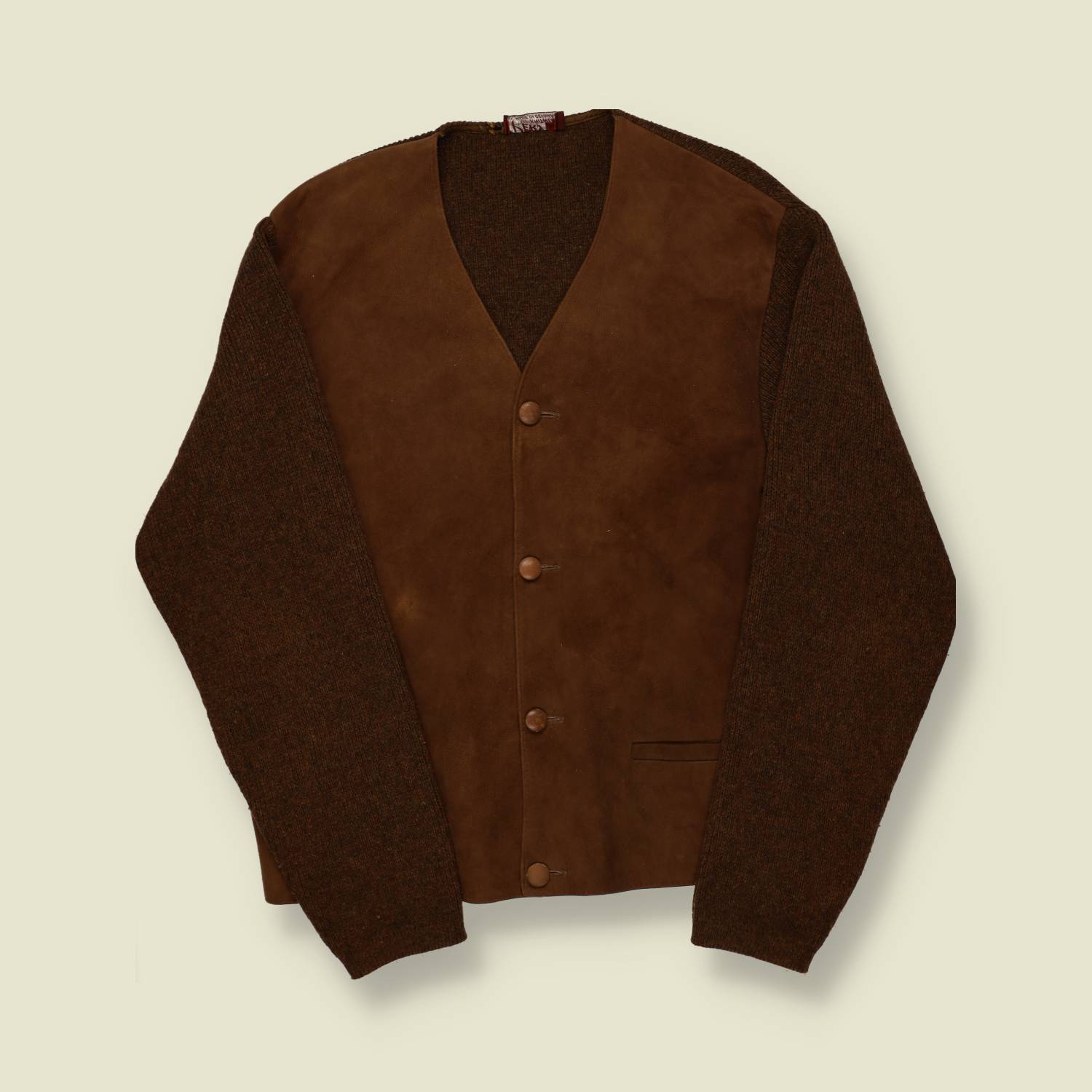 1960s Leather Knitted Cardigan - M