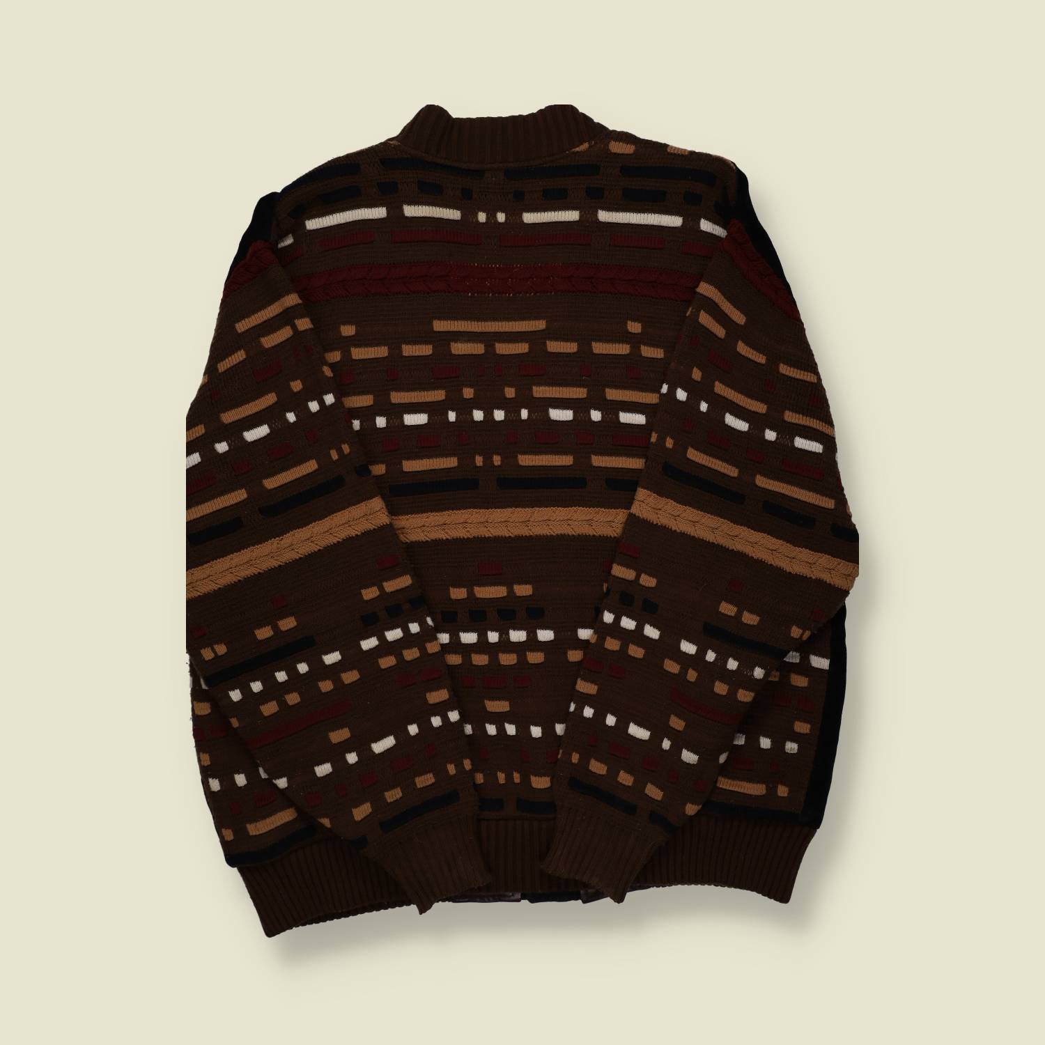1990s Coogi Style Knitted Leather Cardigan - XXL