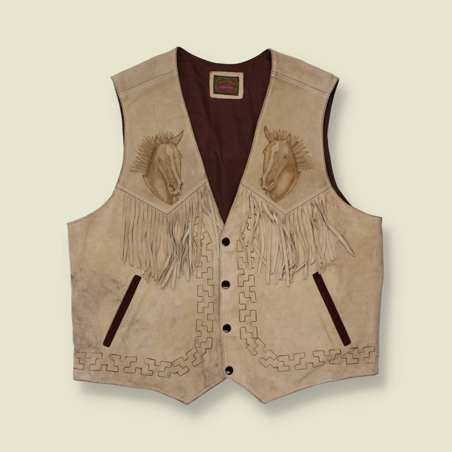 1980/90s Horse Print Suede Leather Vest - M
