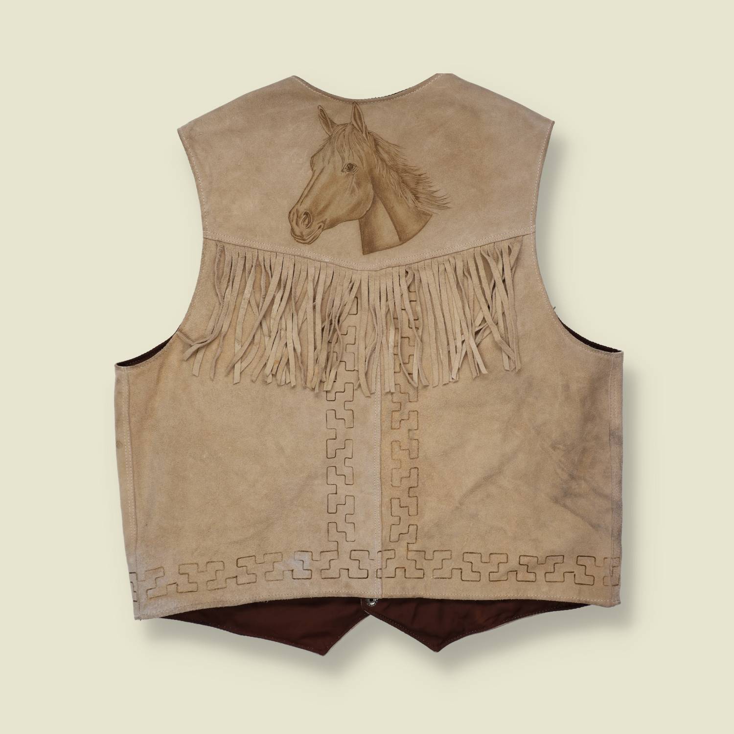 1980/90s Horse Print Suede Leather Vest - M