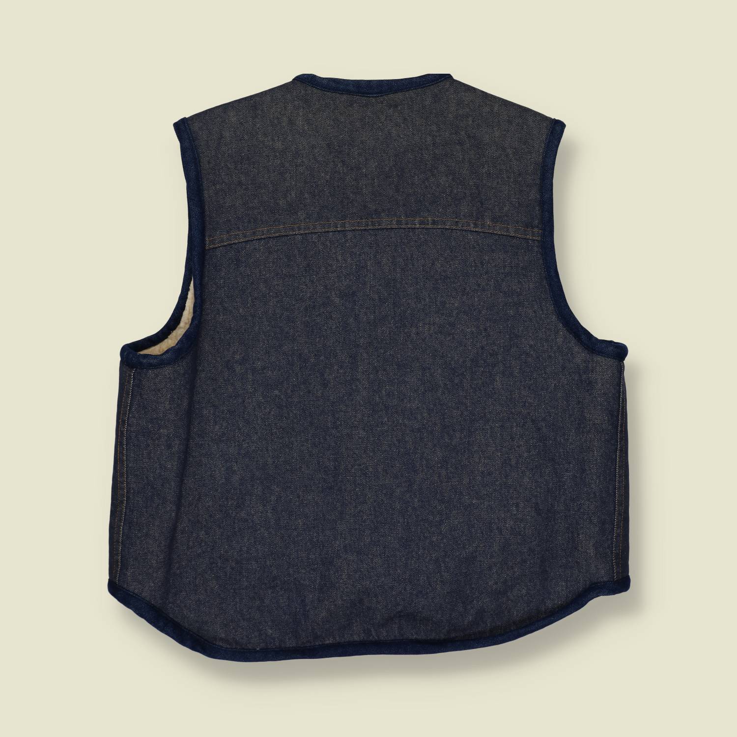 1960s Sherpa Lined  Denim Vest - XL