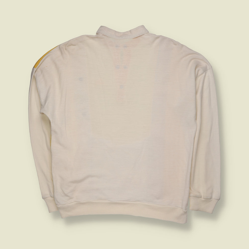 1970s | Puma | Colour Block Popper Neck Sweatshirt | Yellow & White - S