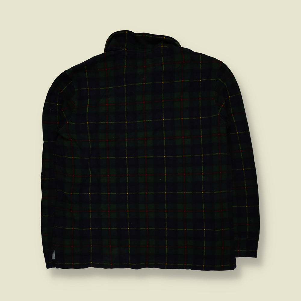 2000s | Ralph Lauren | Tartan Check Quarter Zip Sweatshirt | Navy & Green