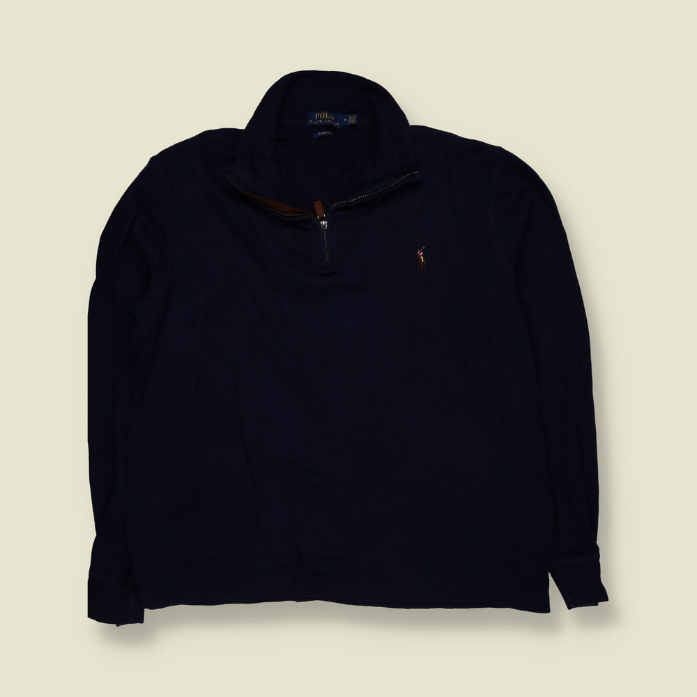 2000s | Ralph Lauren | Quarter Zip Sweatshirt | Navy Blue - L