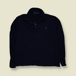 2000s | Ralph Lauren | Quarter Zip Sweatshirt | Navy Blue - L