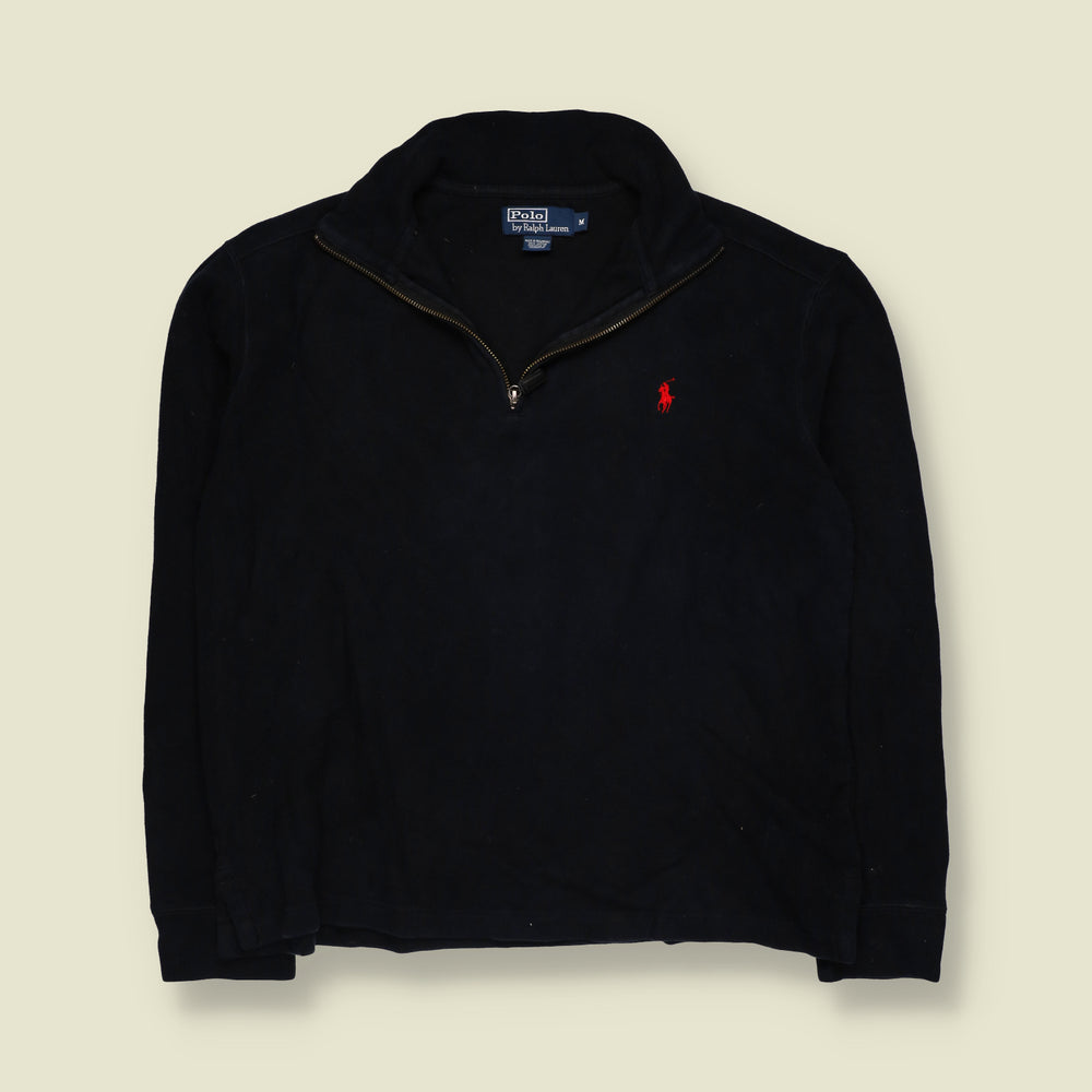 1990s | Ralph Lauren | Quarter Zip Sweatshirt | Dark Navy Blue - XL