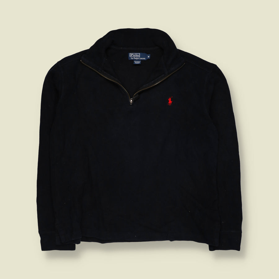 1990s | Ralph Lauren | Quarter Zip Sweatshirt | Dark Navy Blue - XL
