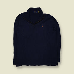 2000s | Ralph Lauren | Quarter Zip Sweatshirt | Navy Blue - 3XL