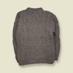 1970s | Artesania | Hand Knit Cable Knit Wool Jumper | Grey - L