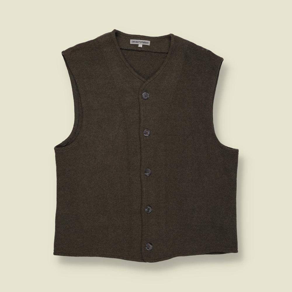 1990s | Emporio Armani | Knit Vest | Brown - S