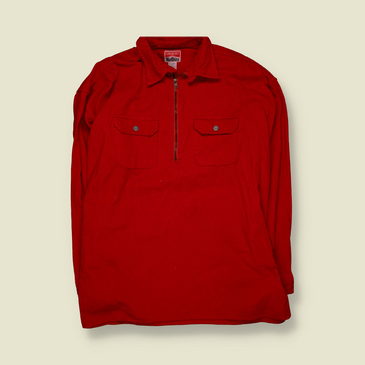 1990s | Marlboro Unlimited | Corduroy Shirt | Red - 4XL