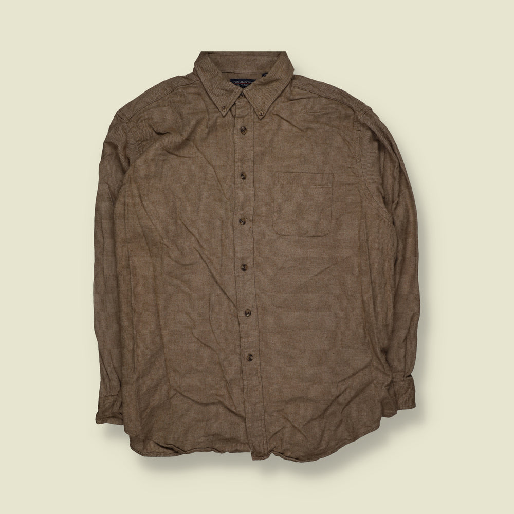 1990s | Rowntree & Yorke | Cotton Shirt | Brown - XXL